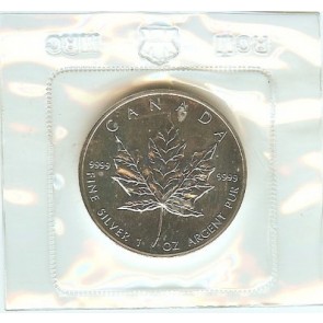1990 CANADA Canadian MAPLE LEAF Sealed from ROYAL MINT .9999 BU SILVER Coin 1 oz