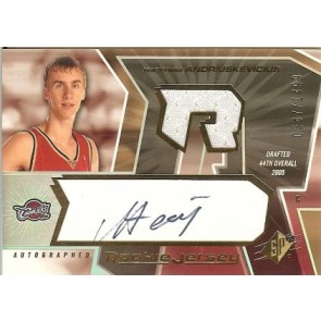 2005-06 Upper Deck SPX Martynas Andriuskevicius Autograph Rookie Jersey 0347/1499