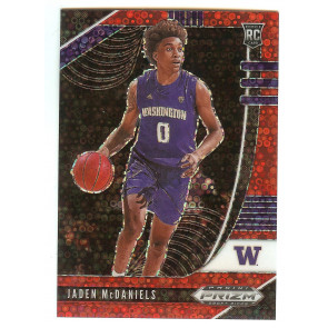 2020-21 Panini Prizm Draft Picks Jaden McDaniels Red Disco Fastbreak Serial #'d 083/125