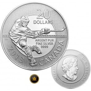 2013 Canadian Mint Limited Edition Hockey $20 Dollars Commemorative .9999 Pure Silver