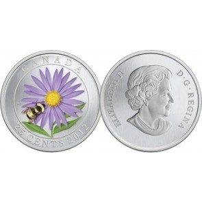 2012 Aster and Bumble Bee Colorized 25-Cent Coin