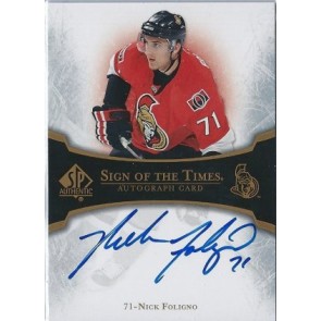2007-08 Upper Deck SP Authentic Nick Foligno Sign of the Times Autograph