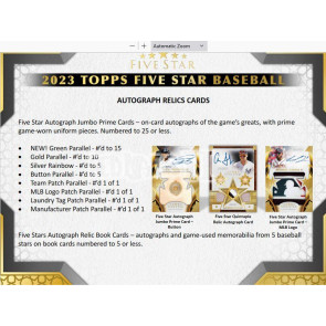 2023 Topps Five Star Baseball Factory Sealed Hobby Box- Release Date Feb 21