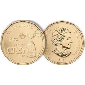 2012 Commemorative Grey Cup 100th anniversary $1 Loonie 