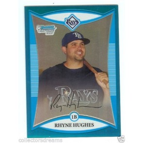 2008 Bowman Chrome RHYNE HUGHES Blue Refractor RC #127/150 Card # BCP207 RAYS
