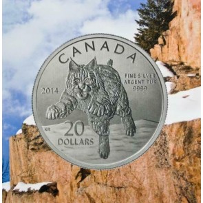 2014 Canadian $20 for $20 BOBCAT Fine Silver Coin