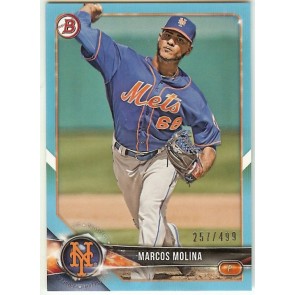 2018 Bowman Marcos Molina Sky Blue Prospect New York Mets #'d 257/499 Card #BP35
