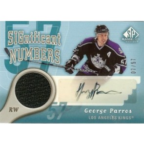 2005-06 Upper Deck SP Game Used George Parros Significant Numbers Autograph Jersey 07/57