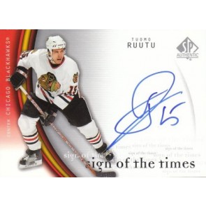 2005-06 Upper Deck SP Authentic Tuomo Ruutu Sign of the Times Autograph