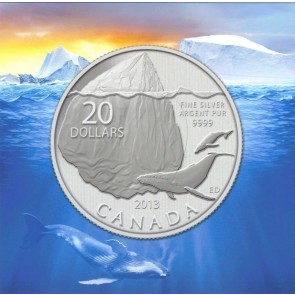 2013 Canadian Mint Limited Edition $20 FINE SILVER COIN – ICEBERG AND WHALE